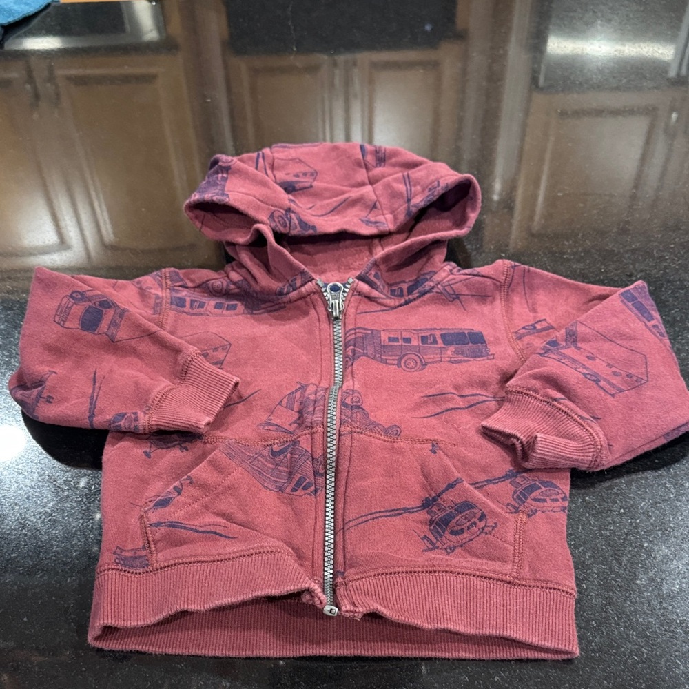 Carters boys Maroon Hoodie with Vehicle Print
